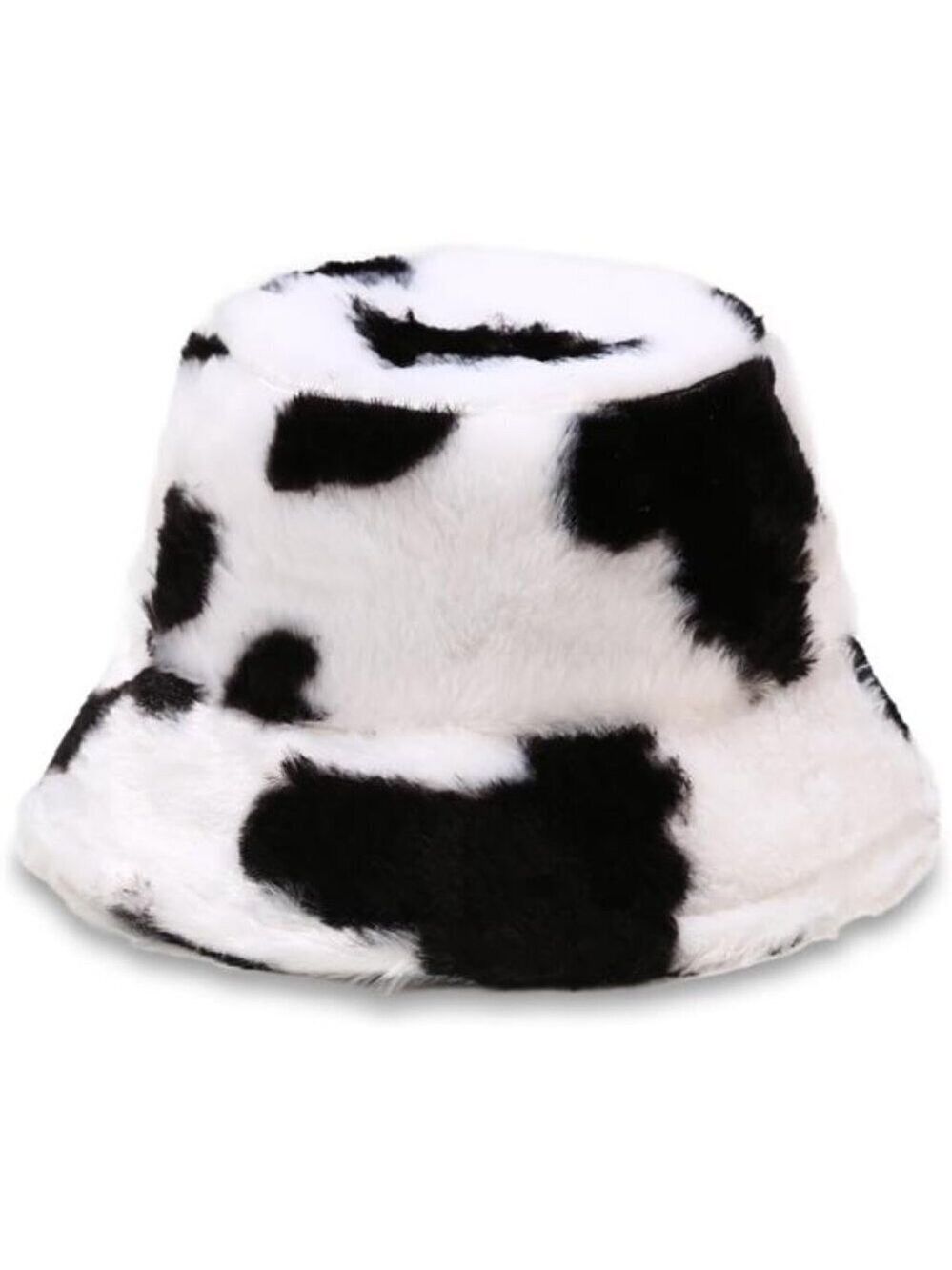 Black White Faux Fur Bucket Hat Women Men